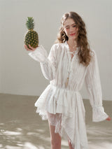 Cotton Embroidered Lace Flower Beads Romantic Dress