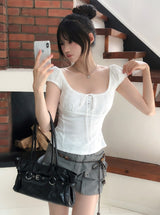 Roen Punching Flower Puff Short Sleeve