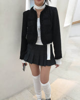 Low check button skirt