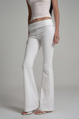 Lace tea bootscut pants, White