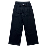 Y2KバックポイントXストラップビジョワイドルーズフィットデニムロングパンツ (ブラック)