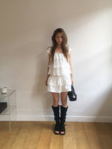 Pintuck tiered mini skirt