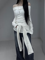 chio off-shoulder strap knit (3color)