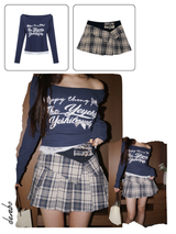 Heart Buckle Preppy Checkered Mini Skirt