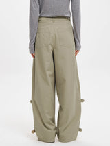 CURVED SEAM TUCKED WIDE PANTS