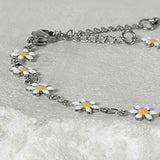 ss-Daisy flower motive array bracelet_white yellow