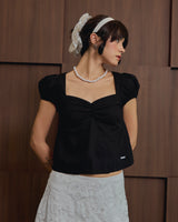 EVIE avery PUFFED SLEEVE TOP BLACK