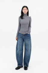 RIBBON-DYED CURVED FIT DENIM_BLUE code 26015