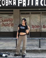 カーキロウブーツカットパンツ