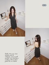 dot halter-neck sleeveless V-neck long dress