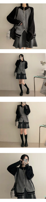 Mint Leglan Color Two Way Knit Zip-Up
