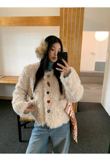 Beads Burton No Collar Round Fur Jacket