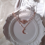 Art Nouveau Moon Necklace - Rosegold Color