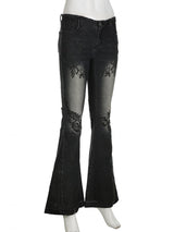 Rose dark blue low bootcut jeans
