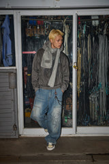 STRIPE MUFFLER MINT GRAY