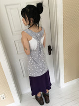 オシオン サイドスリット ツイスト ドット レイヤード スリーブレス