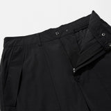 Poly Cotton RIB Track Zip Pants - BLACK