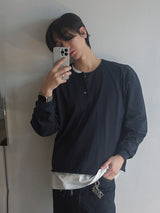 ASCLO レイヤードヘンリーネックTシャツ (3color)