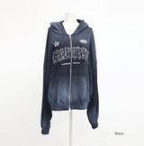 (Unisex) ウィンドエンブロイダリーダーティーフーディドジップアップ