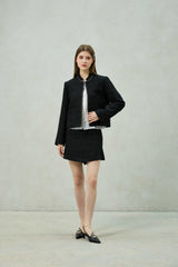 AGLOW TWEED SKIRT PANTS / BLACK