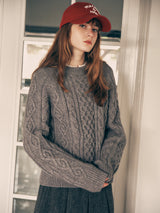 ROUND CABLE LABEL KNIT GRAY