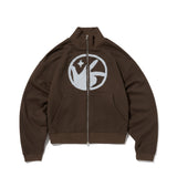 Finger Logo Applique Crop Zip-Up (Brown)