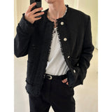 [Unisex] Cutting tweed round neck jacket(2color)