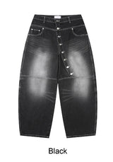 Pet Curved Button Denim Pants
