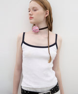 Ringer Sleeveless Top - White/Navy