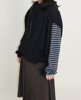 Hakata Stripe Coloring String Knitwear Zip-Up