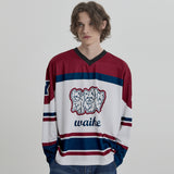 マルチーズライングラフィックメッシュジャージー長袖Tシャツ