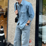 Cargo Pocket Denim Long Sleeve Shirt