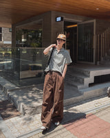 コーククロップストライプスリーブTシャツ