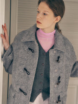 HAIRY DUFFLE HALF COAT GRAY