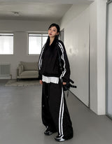 Tudi Diagonal Track Nylon Wind Jumper