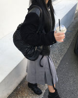 ベルトプリーツロングスカート