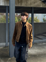 (MADE) ONE PICK WESTERN BIKER SUEIDE JACKET-BROWN
