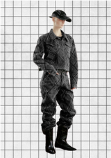 DIAMOND PATCH WASHING BLACK DENIM JACKET