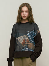COLLECTION LOWKEY BOOK CLUB PRINTED SWEATSHIRT [DARK BROWN]