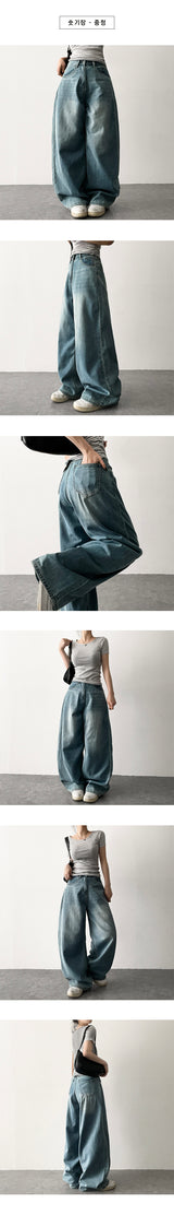 クールベーシックサマーロングデニムワイドパンツ [Choose short and long]