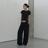 スラッシュピンタックTシャツ (BLACK)