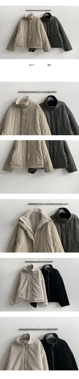 Mons reversible wool checkered padded jumper
