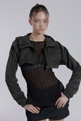 MINI POCKET UNBALANCE SKIRT(CHARCOAL)