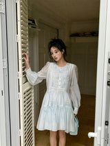 Lanna Sky Blue Cloud Pleated Dress