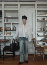 Marl flare denim pants