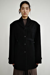 Fuzzy heavy wool coat, Black
