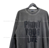 レフトプリントオーバーサイズフィット長袖Tシャツ