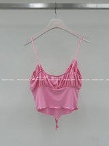 Boleum shirring bustier cropped sleeveless
