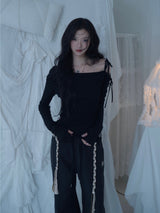 Cats Draping One-Shoulder Top