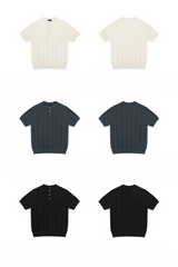 Ribbed Knit Henley Shirt